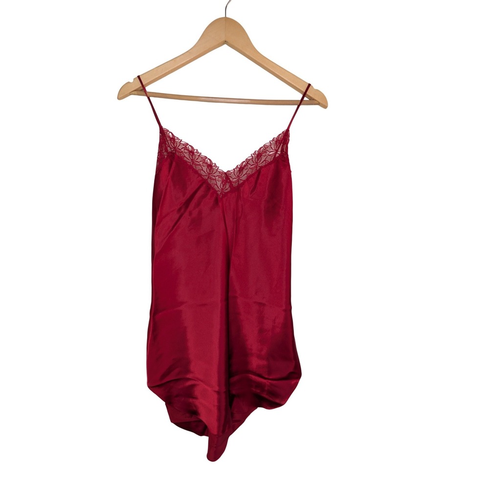Vintage Victorias Secret Gold Label Red Satin Lace Mini Slip Dress M ID 011248
